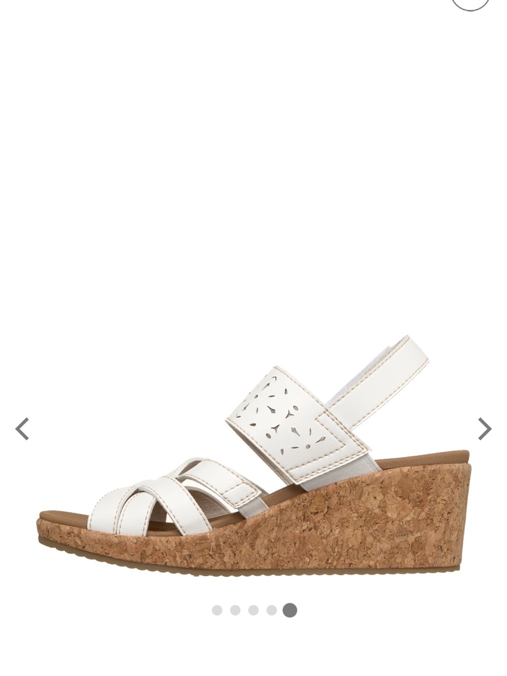Skechers White Cork Wedge Slingback Sandals